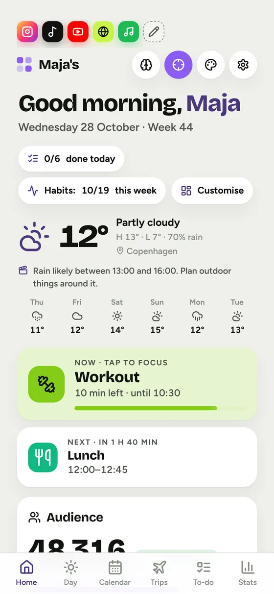 Daglig in light mode on a phone